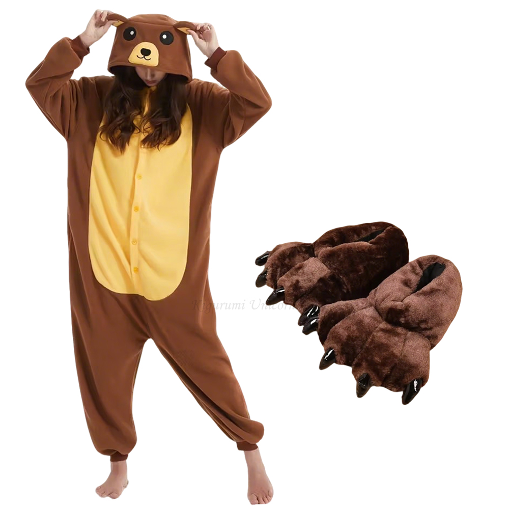 Women Shoes Xxl - Volwassen bruine beer Kigurumi eenhoorn onesie