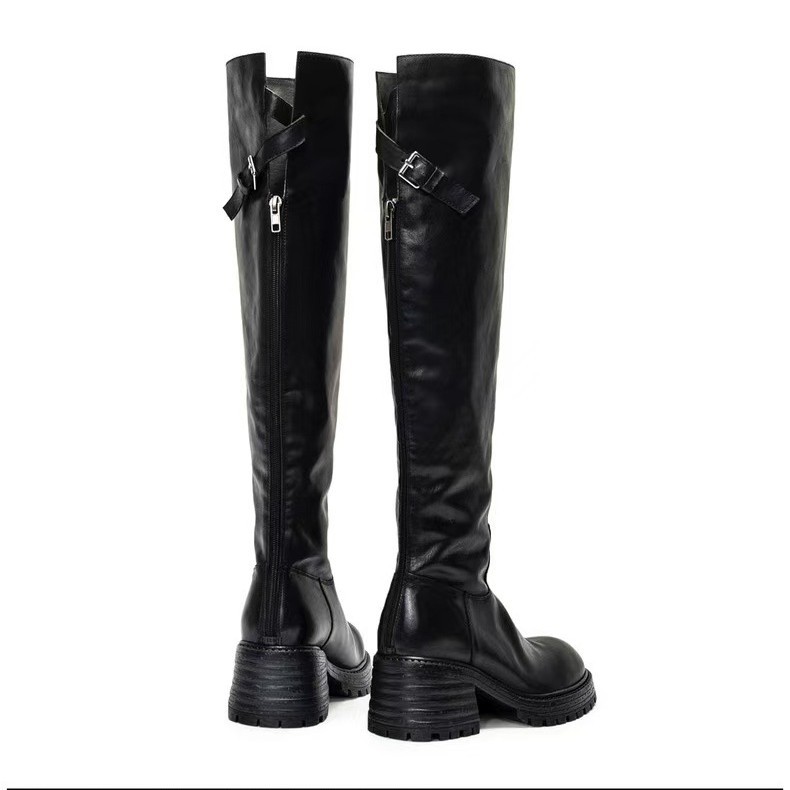 Sock Boot Women - Hoge laarzen met grove hak voor